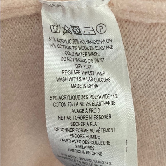 French Connection Pink Cold Shoulder Light Weight Sweater Top Size L - Picture 7 of 8